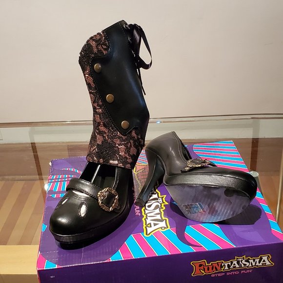 Steampunk convertible victorian heeled boots - Picture 4 of 4